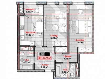 Lagmar Smart Home - apartament cu 2 camere în rate, 69,74 mp!
