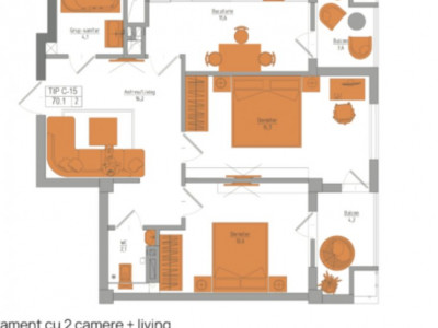 Apartament cu 2 camere, Braus Millennium park.