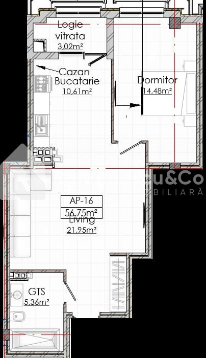 Vânzare apartament cu 2 camere, 57 mp, club house, Durlești! 5