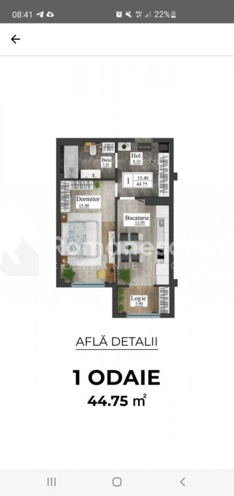 Centru, Artima, lângă parc! Apartament cu 1 cameră, 45 mp, variantă albă! 2
