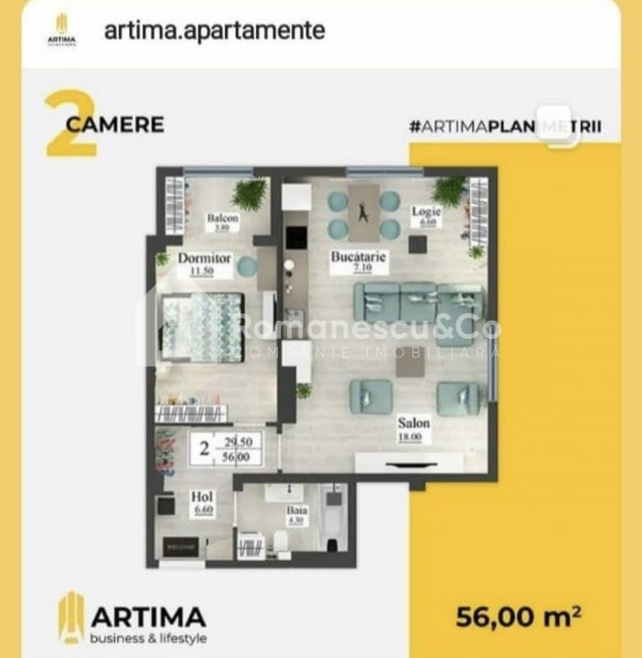 Vânzare apartament cu 2 camere, Centru, complexul Artima, parcul Alunelul! 2