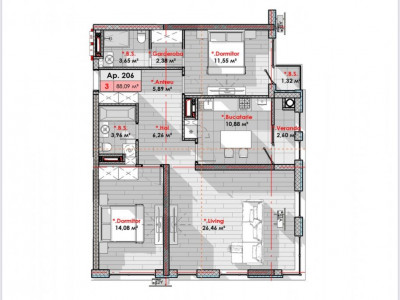  Apartament cu 3 camere la 5 min de Kaufland