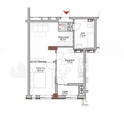 Vânzare apartament cu 1 cameră + living, bloc nou, Durlești. 7