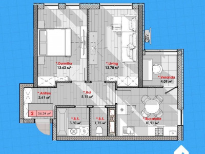 Apartament cu 2 camere în rate direct de la dezvoltator / Telecentru