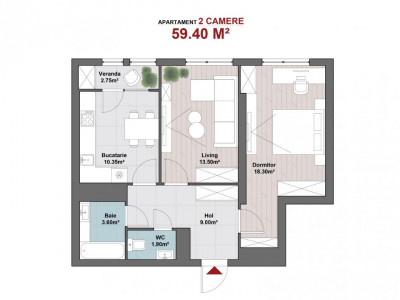 Apartament cu 2 camere, 59,40 mp, SkyHouse, str. Dimineții, lângă Jumbo! 